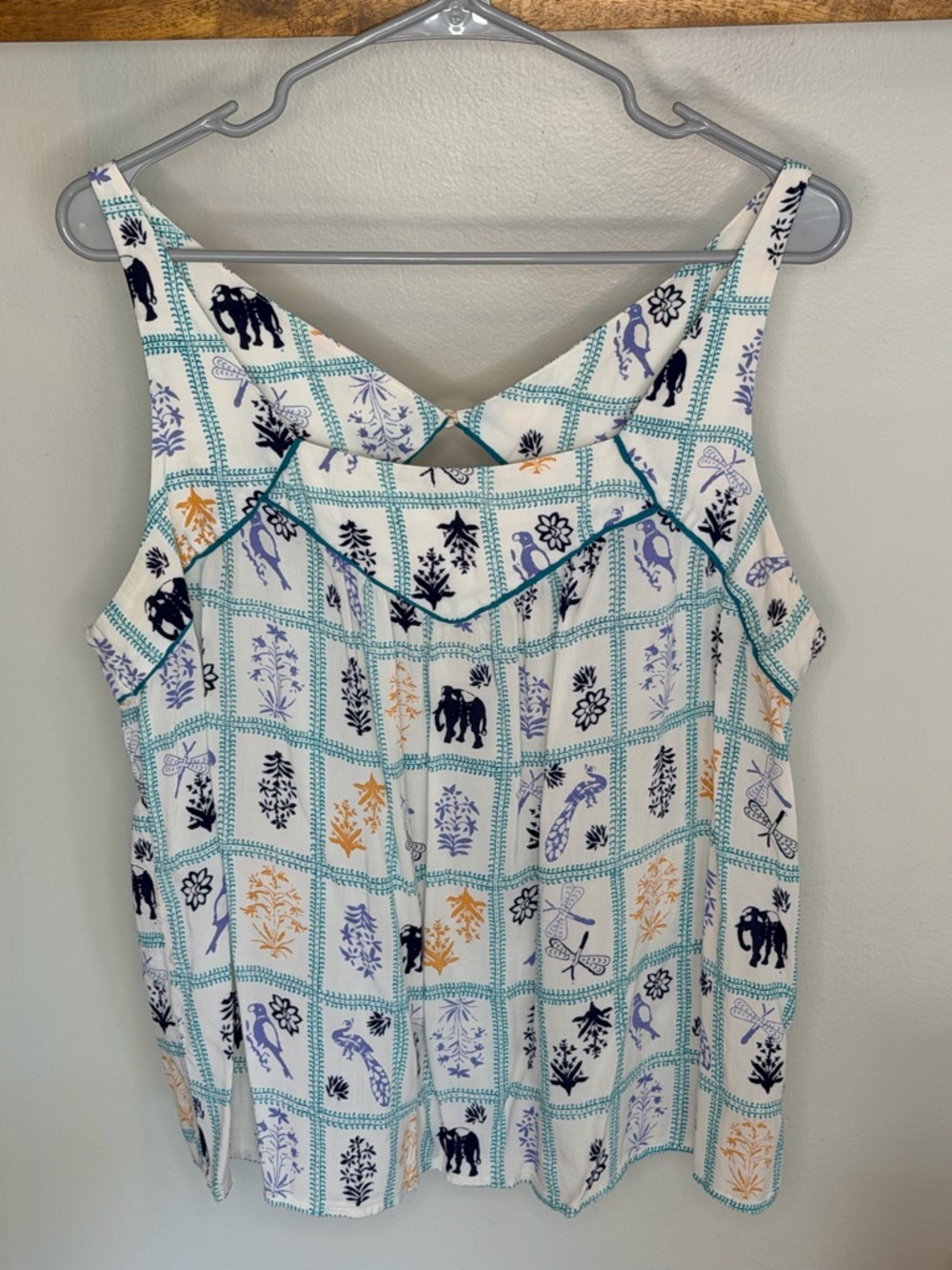 Maeve Print Tank with Teal Trim